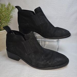 EILEEN FISHER BLACK MOOD BOOTIE BOOTS NUBUCK LEATHER SIZE 8.5